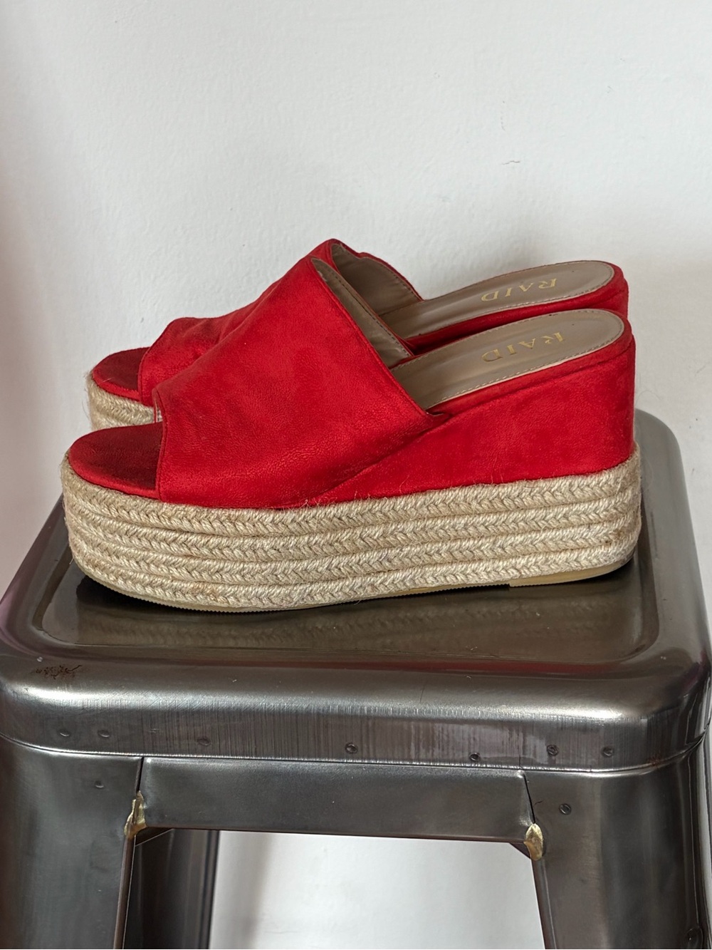 RAID Red orange Suede Espadrille Platform Slide